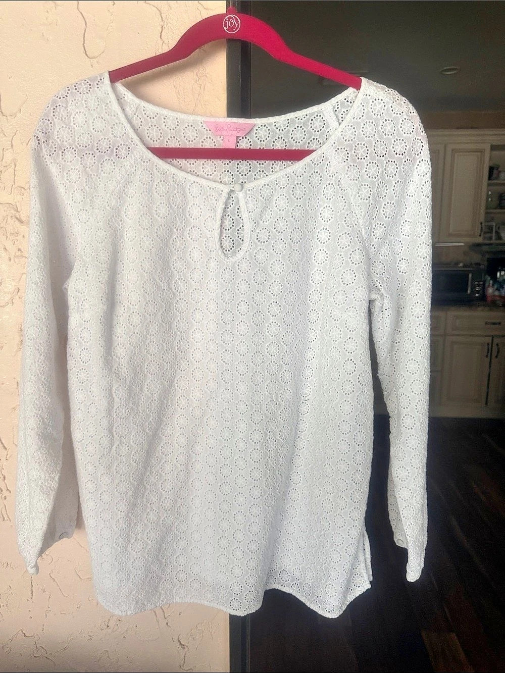 Lilly Pulitzer Maisha Long Sleeve Eyelet Top White Size Large
